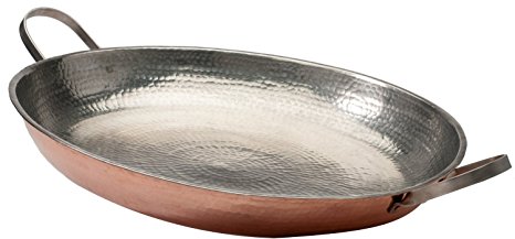 Sertodo Alicante Paella Pan, 15 inch diameter, Hammered Copper with Stainless Steel handles