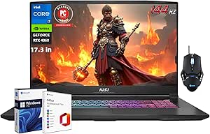 MSI Katana 17 Gaming Laptop, with Office Pro Lifetime License, 17.3" 144Hz FHD, 64 GB DDR5, 4 TB SSD, Intel i7-13620H, GeForce RTX 4060, Backlit KB, Cooler Boost 5, Windows 11 Pro, with Designed Mouse