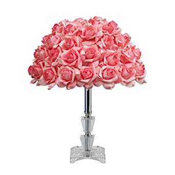 Table Lamps with Crystal glass Holder and Pink Rose Shade Create a Welcoming Romantic Ambiance in Hour Home with This Better Homes and Gardens Desk Lamp