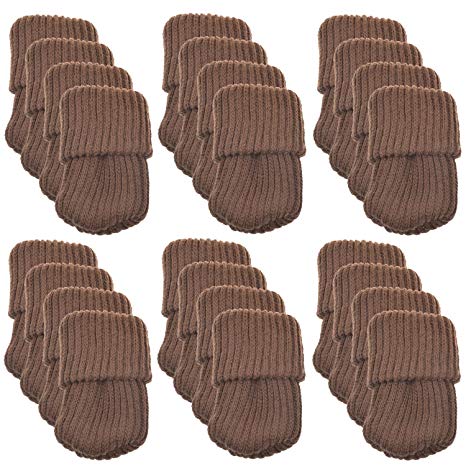 Allure Maek 24pcs Knitting Wool Furniture Socks/ Chair Leg Floor Protector (Brown Color)