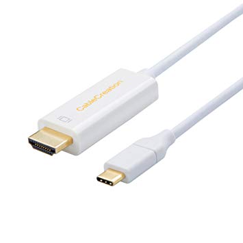 USB-C to HDMI 4K@60Hz, CableCreation USB 3.1 Type C to HDMI 6 Feet Cable, Thunderbolt 3 Compatible, Male to Male, for MacBook Pro/Surface Book 2/Chromebook Pixel/Yoga 920/Samsung S9/S8, White/1.8M