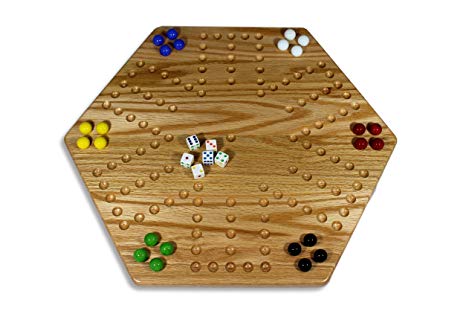 Solid Oak Double-sided Aggravation (Wahoo) Board Game Set, 20" Wide