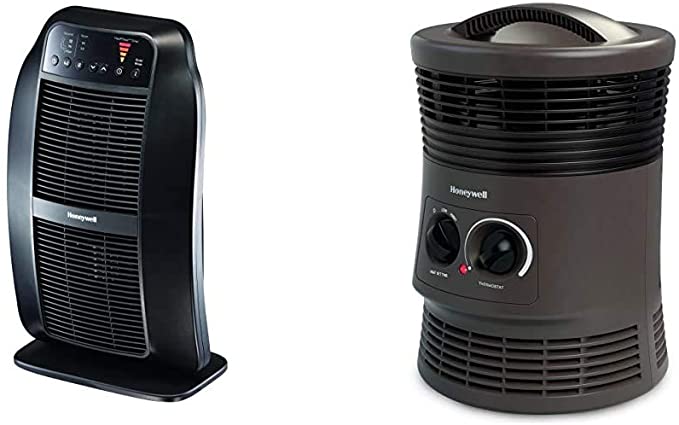 Honeywell Genius HeatGenius Ceramic Heater with Multi-Directional Heating, Black & 360 Degree Surround Heater with Fan Forced Technology