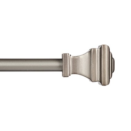 Kenney 5/8" Fast Fit Milton Easy Install Curtain Rod, Pewter, 66"-120"