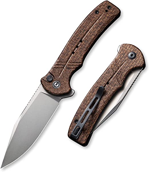 CIVIVI Folding Pocket Knife ,Cogent Knife 14C28N Blade Brown Micarta Handle for EDC C20038D-6