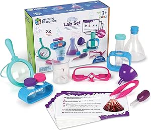 Learning Resources Primary Science Lab Set Pink -22 Pieces,Ages 3 , Science Kits for Toddlers, STEM Toys for Kids, Preschool Science Kit, Science Experiments for Kids