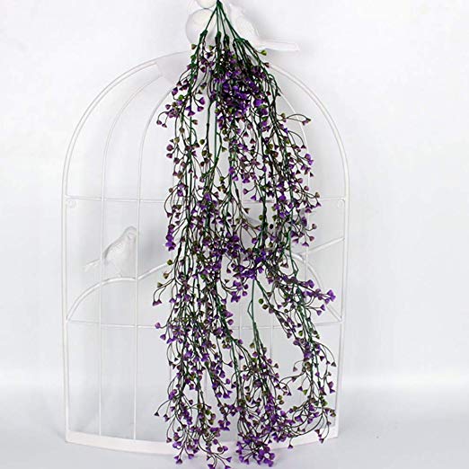 The Fellie Artificial Hanging Vine String Fake Ivy Flower Hanging Article Vine for Home Garden Wall Balcony Christmas Decoration 82cm/32 (Purple)