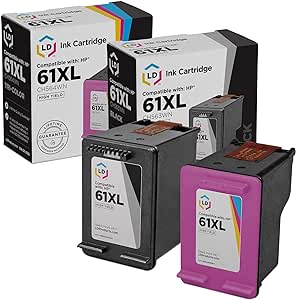 LD Products Remanufactured Ink Cartridge Replacement for HP 61XL High Yield (1 Black, 1 Color, 2-Pack) Compatible with The Following HP Printer Model Deskjet 1000