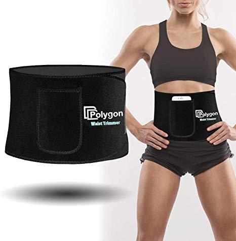 Waist Trimmer Belt, Polygon Sweat Waist Trainer Slimming Belt for Women and Men, Slimmer Kit, Weight Loss Wrap, Stomach Fat Burner with Sauna Effect, Include Carry Bag
