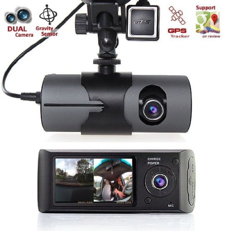 [US Stock] Novpeak 2.7 Inch TFT LCD Full HD Front & Rear Dual Camera Vehicle Car DVR Cam Recorder Camcorder with 132 Wide Angle Lens, G-Sensor and GPS Trader - Retail Packing, Black