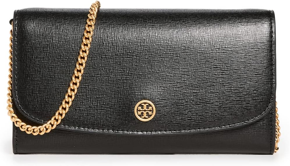 Tory Burch Women's Robinson Chain Wallet, Black, One Size