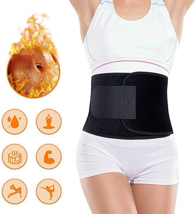Portzon Waist Trimmer for Men & Women, Neoprene Stomach Wrap, Exercise & Fitness Waist Belt Adjustable Slimmer Body Shaper