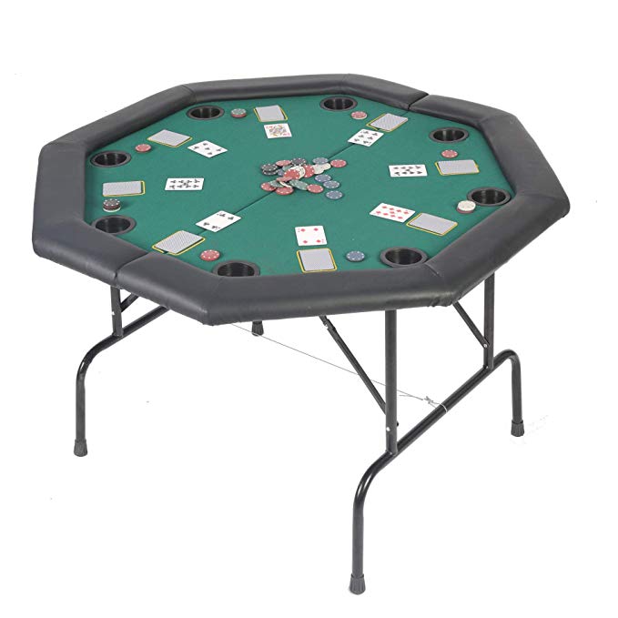 Karmas Product Folding Texas Poker Table Top Casino Game for 8/10 Players Green