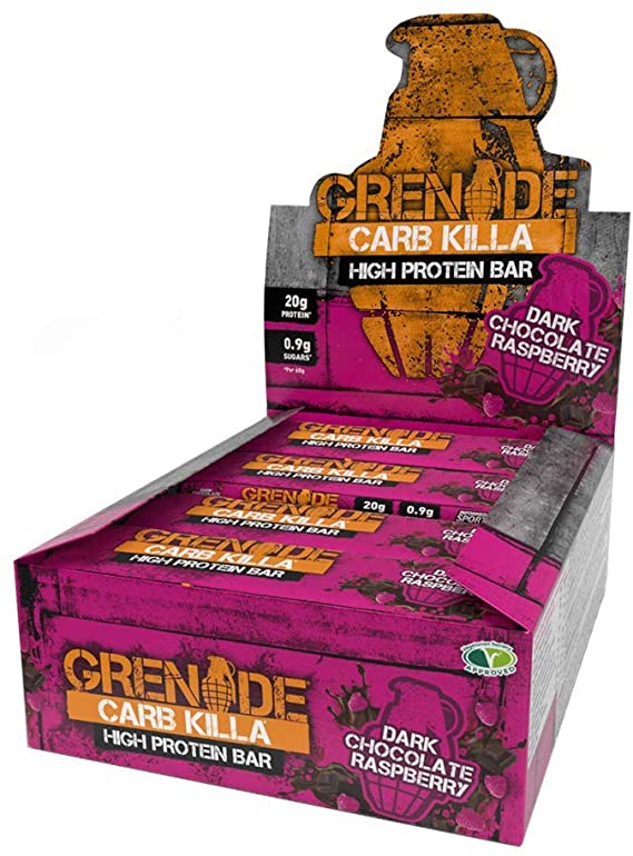 Grenade Carb Killa High Protein and Low Carb Bar, 12 X 60 g - Dark Chocolate Raspberry