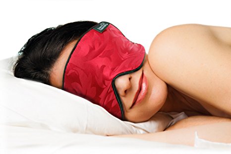 Dream Essentials Soft Silk Sleep Mask for Side Sleepers (Red)