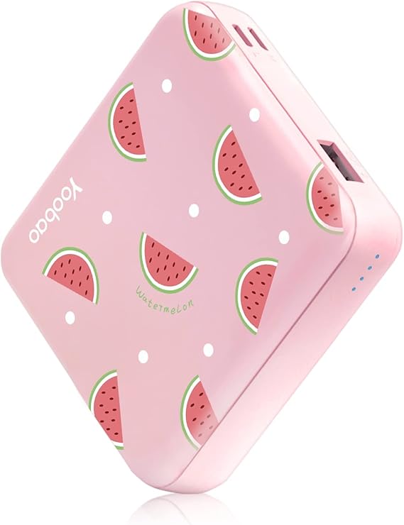 Yoobao Portable Charger, PD 20W USB-C in&Out Power Bank 10000mAh Super Fast Charging, Cute Stuff for Girls Kids Travel, Mini Phone Battery Pack for iPhone 14/13/iPad/Android/Samsung/LG (Watermelon)