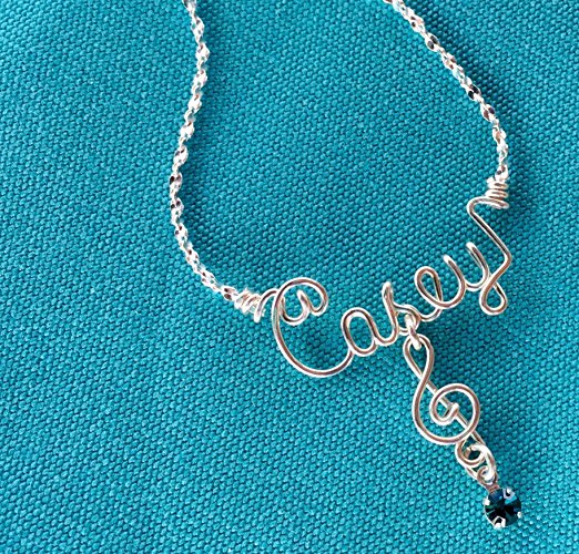 Personalized Wire Name Necklace or Anklet~Silver or Gold~Music Note~Treble Clef~Charm w/Swarovski Birthstone Crystal~Any Name~Perfect gift for the musician in your life