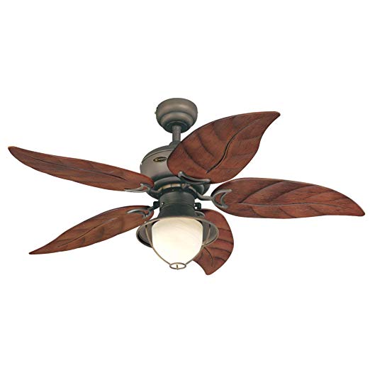 Westinghouse 7861920 Oasis Single-Light 48-Inch Five-Blade Indoor/Outdoor Ceiling Fan, Oil Rubbed Bronze with Yellow Alabaster Glass