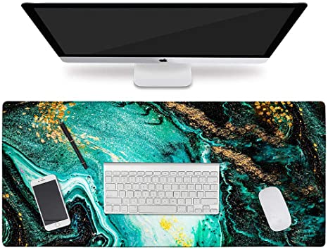 Anyshock Gaming Large Mouse Pad, Extended Mousepad XL XXL Keyboard Desk Mat Cheap Computer Laptop PC Pad with Stitched Edges Waterproof Non Slip Rubber Base (Emerald Marble)