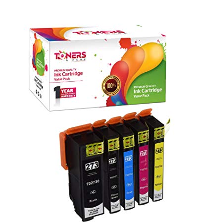 5 Pack - Toners & More ® Remanufactured Inkjet Cartridge Set for Epson T273XL 273XL 273 T273, T273XL020 Black, T273XL120 Photo Black, T273XL220 Cyan, T273XL320 Magenta, T273XL420 Yellow, Compatible with Epson Expression Premium XP-520 Small-in-One Expression Premium XP-600 Small-in-One Expression Premium XP-610 Small-in-One Expression Premium XP-620 Small-in-One Expression Premium XP-800 Small-in-One XP-810 Small-in-One XP-820 Small-in-One