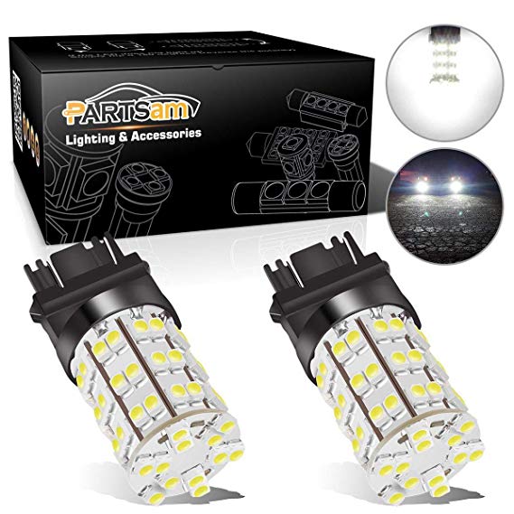 Partsam (Pack of 2) 3056 3156 3057 3157 White 60-SMD LED Bulbs Parking Backup Reverse Lamp Brake Tail Lights Bulb