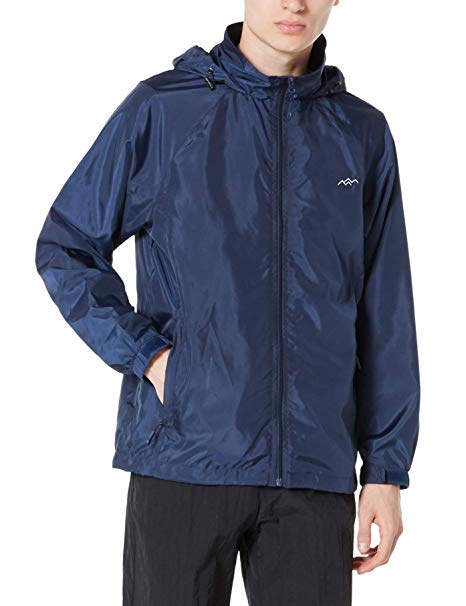 Trailside Supply Co. Men's Water Resistant Lightweight Windbreaker Front-Zip up Hooded Jacket