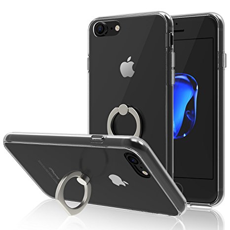 iPhone 7 Case, JETech [Ring Holder Kickstand] Bumper Case Shock-Absorption and Anti-Scratch Clear Back for Apple iPhone 7 (HD Clear) - 3427A