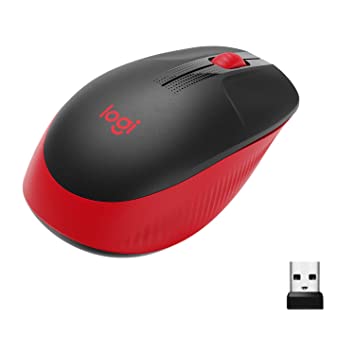 Logitech Wireless Mouse M190, Full Size Ambidextrous Curve Design, 18-Month Battery with Power Saving Mode, USB Receiver, Precise Cursor Control   Scrolling, Wide Scroll Wheel, Scooped Buttons -Red