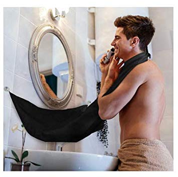 Beard Apron Bib For Man Shaving & Hair Clippings Catcher Grooming Cape Apron Keep Sink Clean - Black