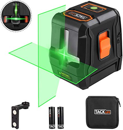 Tacklife SC-L07G Green Laser Level 98 Feet with Two Turn-on Ways, Self-Leveling Mode, Cross-Line Mode, Full Soft Rubber Covered, Magnetic Mount Base, Oxford Carrying Pouch, Battery Included