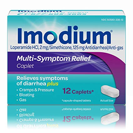 Imodium Multi-Symptom Gas Relief & Treatment for Diarrhea Caplets, 12 count