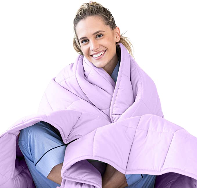 LUNA Adult Weighted Blanket | 15 lbs - 48x72 - Full Size Bed | 100% Oeko-Tex Cooling Cotton & Premium Glass Beads | USA Designed | Heavy Cool Weight for Hot & Cold Sleepers | Lavender Purple