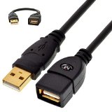 Mediabridge USB 20 - USB Extension Cable 6 Inches - A Male to A Female with Gold-Plated Contacts