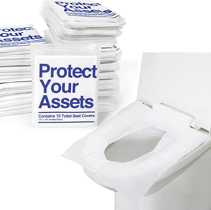 500 (50 packs of 10) XL Toilet Seat Covers Disposable - 15 x 18 in Flushable Toilet Seat Covers for Adults and Kids - 100% Biodegradable - For Camping, Traveling, Potty Training, And On The Go
