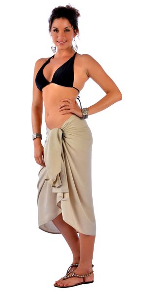 1 World Sarongs Womens Fringeless Swimsuit Cover-up Sarong
