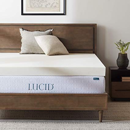 LUCID 4 Inch Ventilated Memory Foam Mattress Topper - 3-Year Warranty - Twin XL