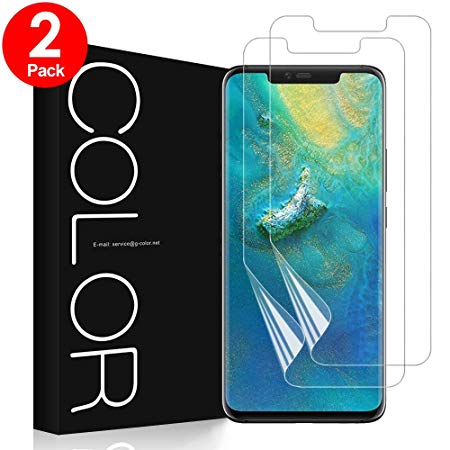G-Color Huawei Mate 20 Pro Screen Protector, Mate 20 Pro [Case Friendly] [Wet Applied TPU Film][Not Glass] No Edge Lifting Bubble Free Screen Protector for Huawei Mate 20 Pro (2 Pack)
