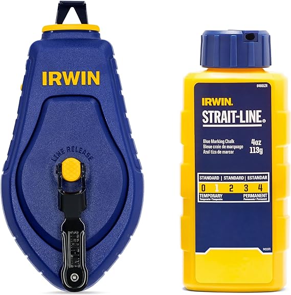 IRWIN Tools STRAIT-LINE COMPACT Chalk Reel, with Blue Chalk, 100 ft. (IWHT48440BC)