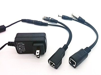 iCreatin 12V Power over ethernet PoE injector and PoE splitter kit, Extension power for 12 volt 12 watt devices with 5.5x2.1 mm DC Jack