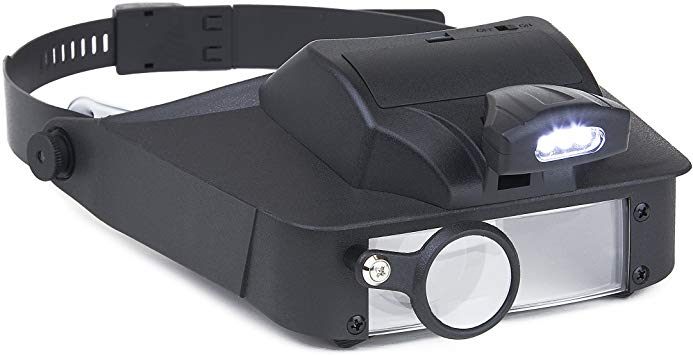 Carson LumiVisor Head Magnifier - Head Visor with LED Lighted Magnifier (2x/3x/5x/6x)