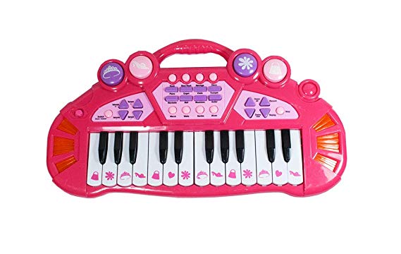 LilPals' Child Prodigy Piano - Start Them Young with A Multi-Functional Electronic Kids Keyboard with Adjustable Volume, 4 Different Instruments Sounds Piano, Trumpet, Guitar & Violin (Pink)