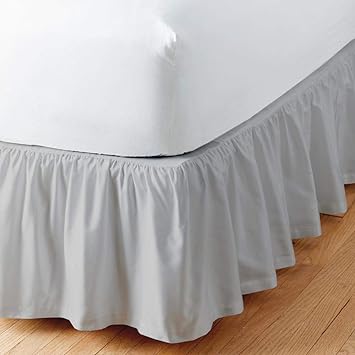 Sleepwell Ruffled Bed Skirt With Split Corners - 16 Inch Drop Poly Cotton/Microfiber Bedskirt With Platform Three Sided Coverage - King, Light Grey