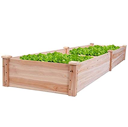 New 8’ x 2’ Wood Garden Raised Bed Vegetables Planter Kit Elevated Box Flower Gardening Grow Plant Herb Cedar Outdoor Patio Backyard Pots Wooden