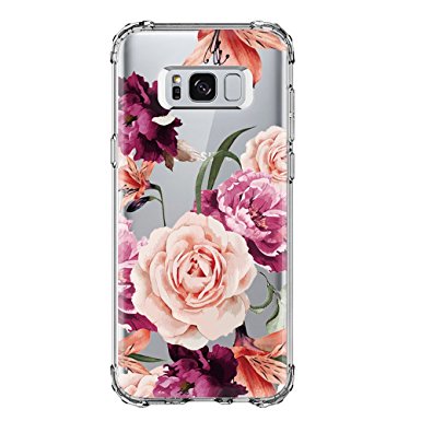 Galaxy S8 Case,Samsung Galaxy S8 Case with Flower,LUOLNH Slim Shockproof Clear Floral Pattern Soft Flexible TPU Back Cover for Samsung Galaxy S8 2017(Purple)