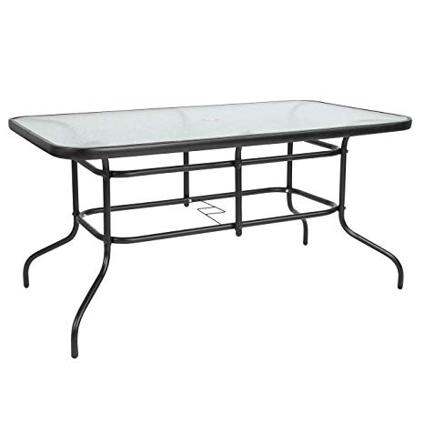 Flash Furniture 31.5" x 55" Rectangular Tempered Glass Metal Table