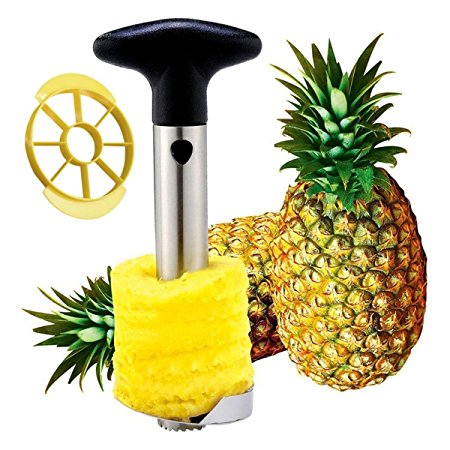 Tailbox Stainless Steel Pineapple Corer Slicer - Pineapple De-Corer, Cutter, Pineapple Peeler Stem Remover Blades for easy coring and stem remover - All In Two Kitchen Gadget (Black)