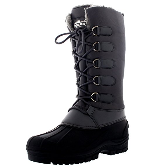 Polar Womens Quilted Waterproof Hiking Duck Mid Calf Winter Muck Walking Boots