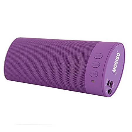 Mosiso Wireless Portable Rechargeable Speaker Stereo Sound System with 20 Hour Battery Life and Full, Purple