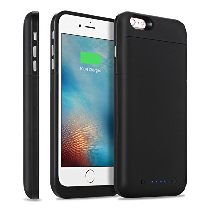iPhone 6 6S Plus Battery Case,HETP Updated [6800mAh] Slim Rechargeable Charger Cases Juice Power Bank Pack (Up to 220% Extra Battery Power) for iPhone 6 Plus/6S Plus (5.5-inch) Black-18 Month Warranty