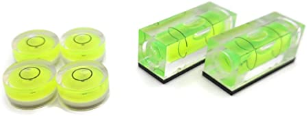 18mm x 9mm Circular Bubble Spirit Level Plus Magnetic Square Level for Tripod, Phonograph, Turntable Etc. (4-pack w/Square)